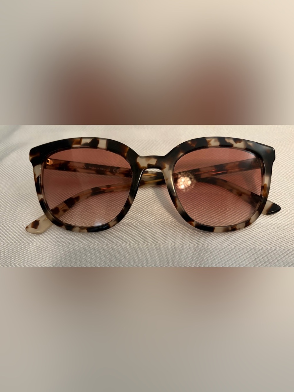 Prada Tortoise Shell Sunglasses with rose gradient tint. Case included.